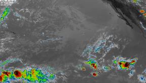 GOES-West Central/Eastern Pacific satellite image (Infrared, colored)
