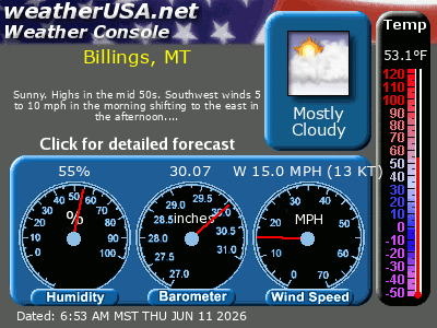 Click for Forecast for Billings MT from weatherUSA.net Click for Forecast for Billings MT from weatherUSA.net