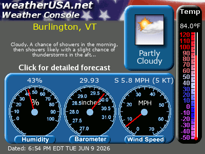 Click for Forecast for Burlington VT from weatherUSA.net Click for Forecast for Burlington VT from weatherUSA.net