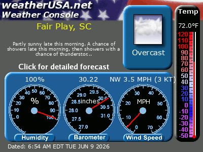 Click for Forecast for Fair Play, SC from weatherUSA.net Click for Forecast for Fair Play, SC from weatherUSA.net