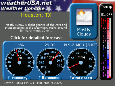 Houston Weather on Click For Forecast For Houston Tx From Weatherusa Net