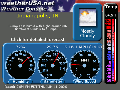 Click for Forecast for Indianapolis IN from weatherUSA.net Click for Forecast for Indianapolis IN from weatherUSA.net