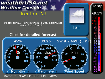 Click for Forecast for Trenton NJ from weatherUSA.net Click for Forecast for Trenton NJ from weatherUSA.net