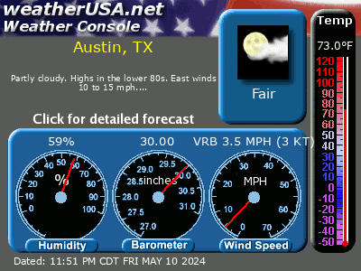 Click for Forecast for austin, tx from weatherUSA.net