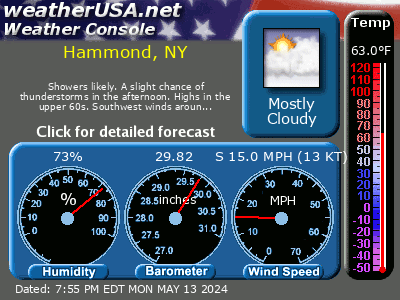 Click for Forecast for hammond, ny from weatherUSA