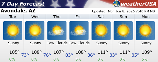 Click for Forecast for Avondale, AZ from weatherUSA.net Click for Forecast for Avondale, AZ from weatherUSA.net