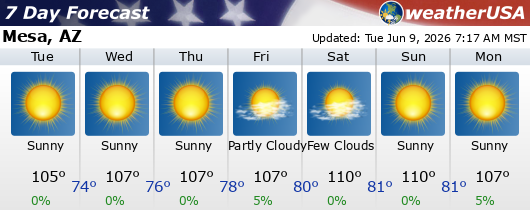 Click for Forecast for Mesa, AZ from weatherUSA.net Click for Forecast for Mesa, AZ from weatherUSA.net