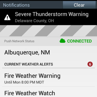 Weather alert notification